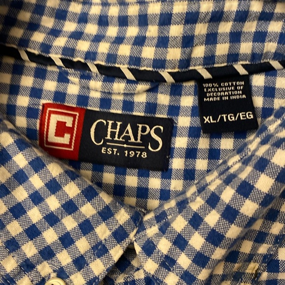 Chaps Shirt Blue Gingham XL - Picture 3 of 9
